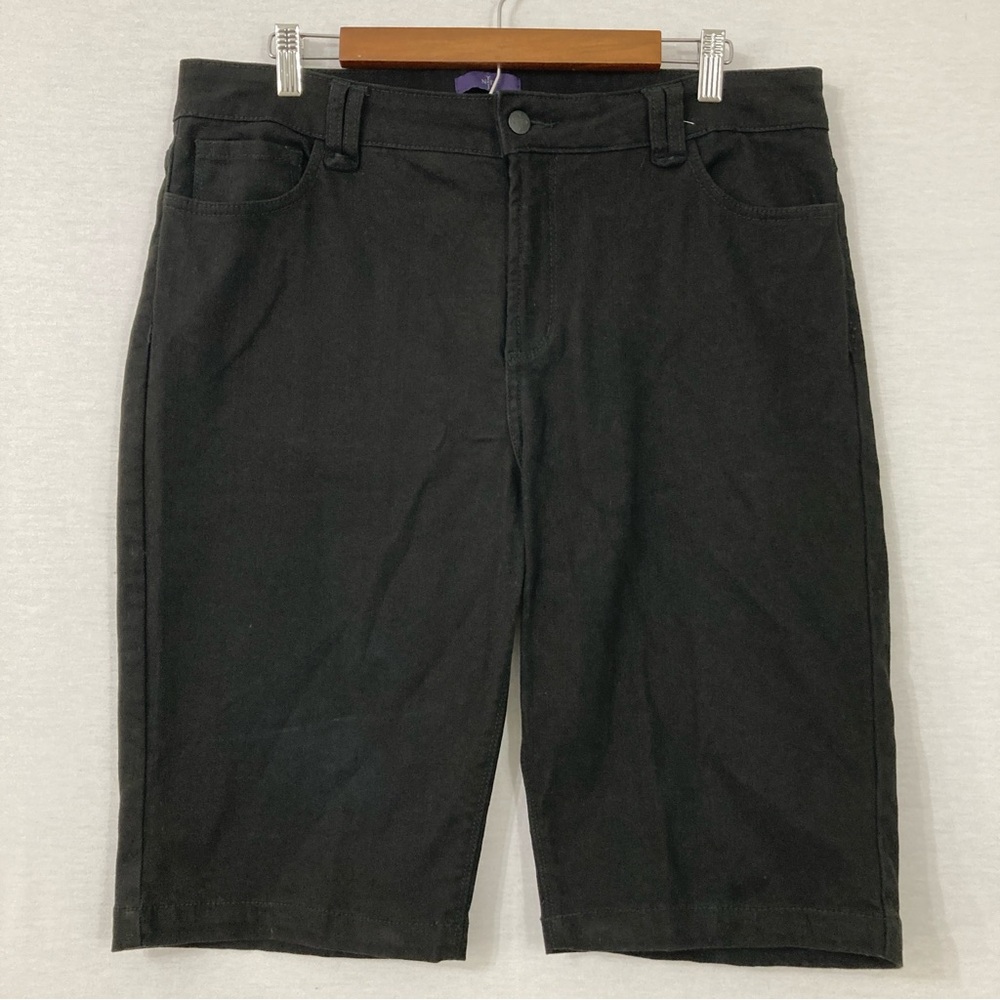 NYDJ Black High Rise Bermuda Jeans Shorts size 16